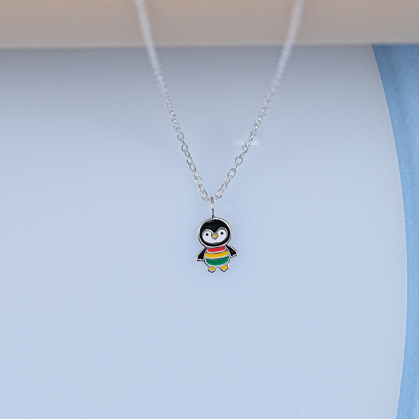 925 Sterling Silver Colorful Penguin Pendant