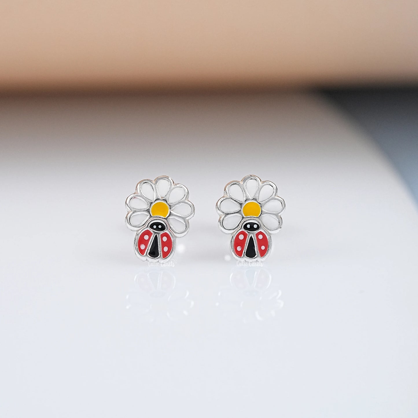 Colorful Lady Bugs Enamel Stud Earring
