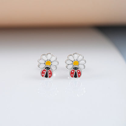 Colorful Lady Bugs Enamel Stud Earring