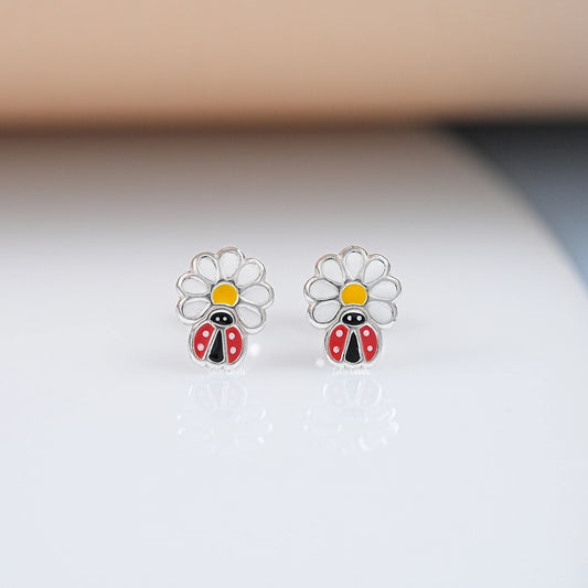 Colorful Lady Bugs Enamel Stud Earring