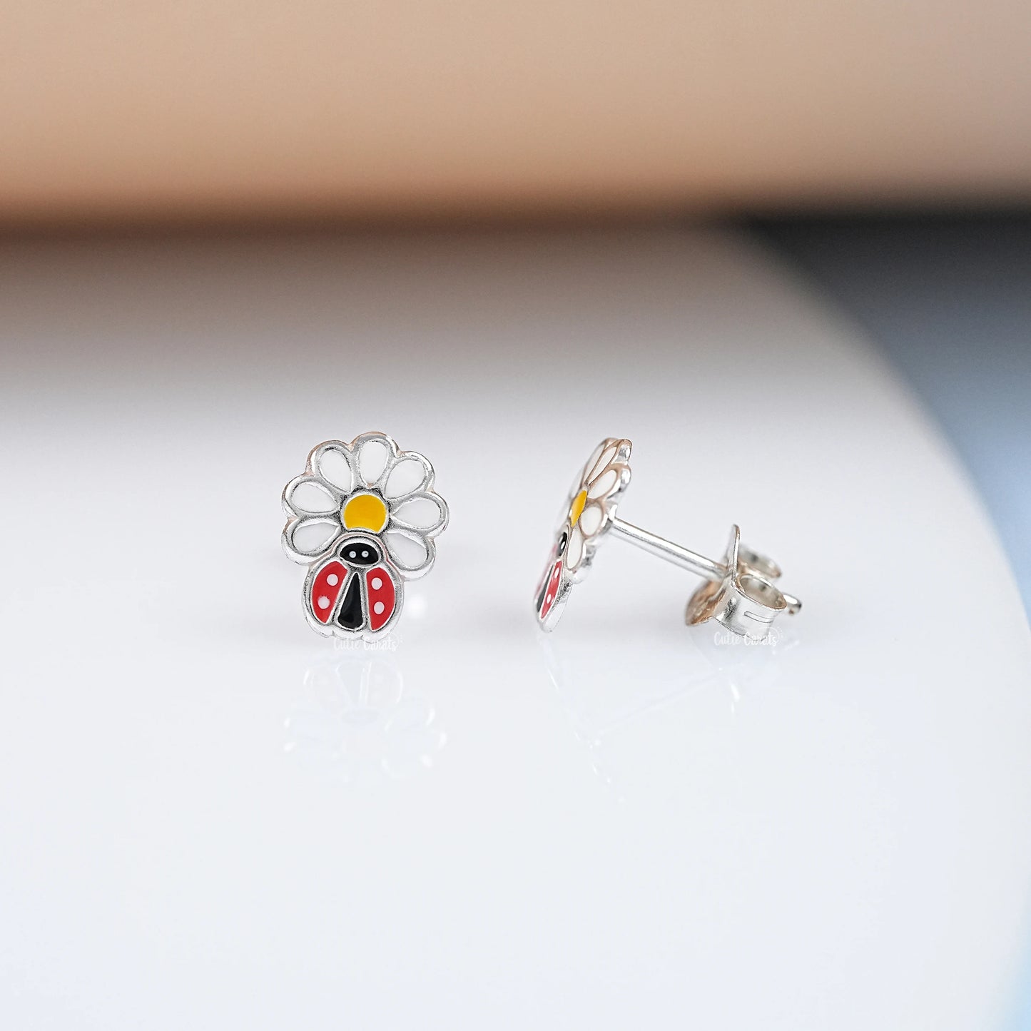 Colorful Lady Bugs Enamel Stud Earring