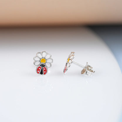 Colorful Lady Bugs Enamel Stud Earring