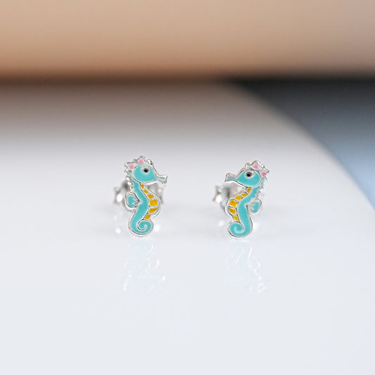 Enamel Seahorse Stud Earring