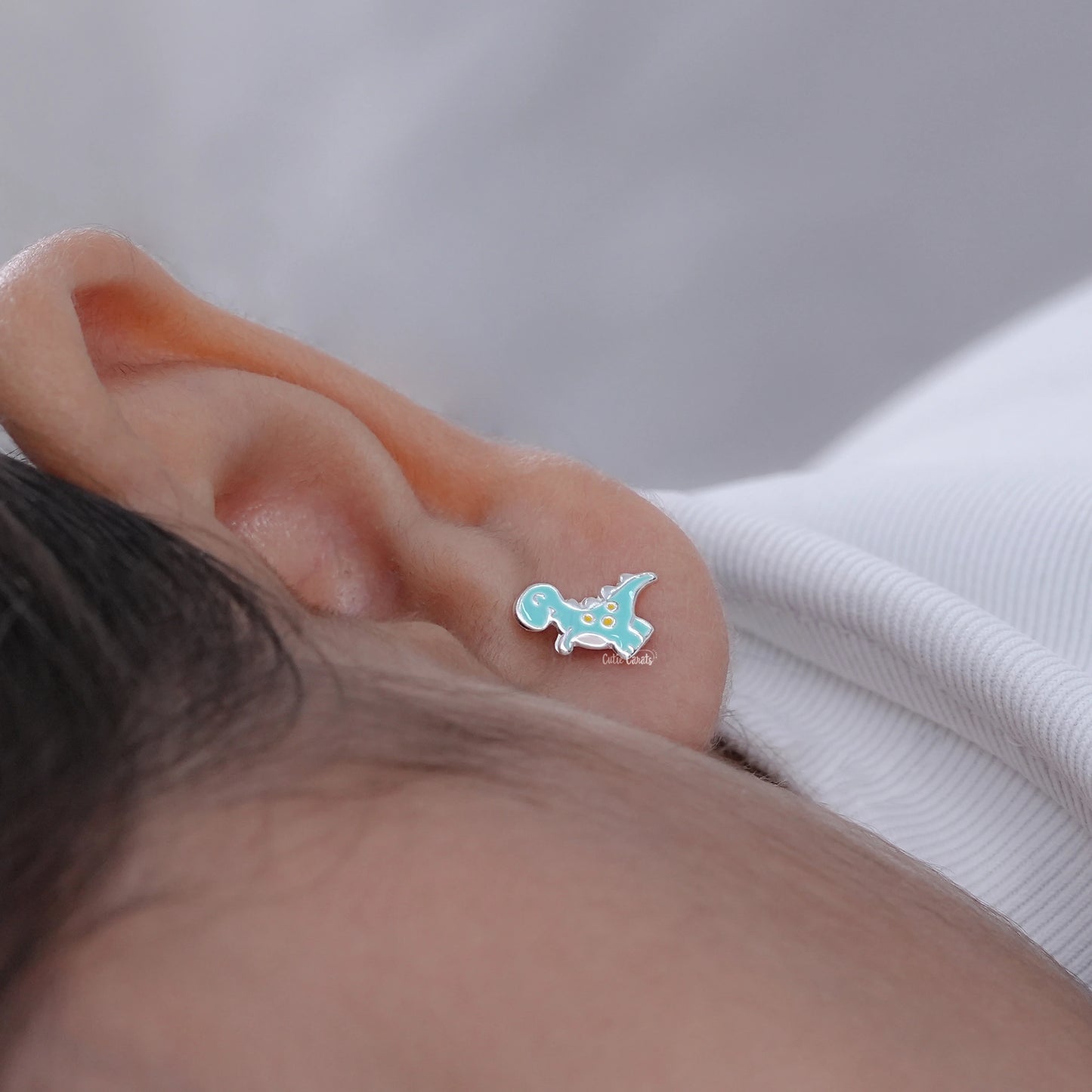 Sterling Silver Enamel Dinosaur Stud Earrings