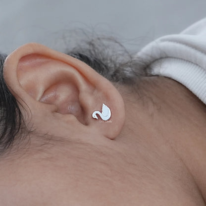 925 Silver Swan Enamel Stud Earrings