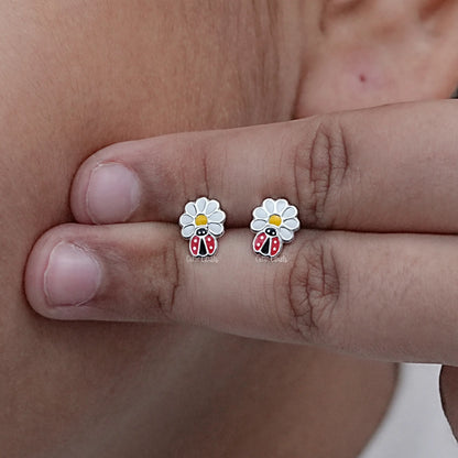 Colorful Lady Bugs Enamel Stud Earring
