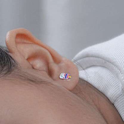 Simulated Diamond Ice Cream Enamel Stud Earrings