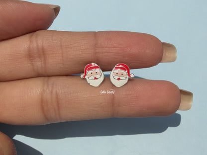 Dainty Santa Claus Enamel Stud Earrings