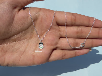 925 Sterling Silver Colorful Penguin Pendant