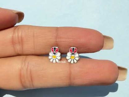Colorful Lady Bugs Enamel Stud Earring