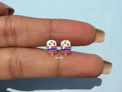 Simulated Diamond Ice Cream Enamel Stud Earrings