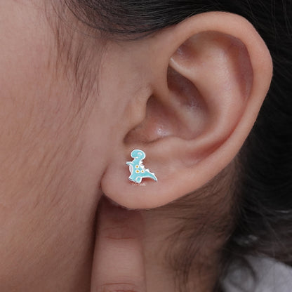 Sterling Silver Enamel Dinosaur Stud Earrings